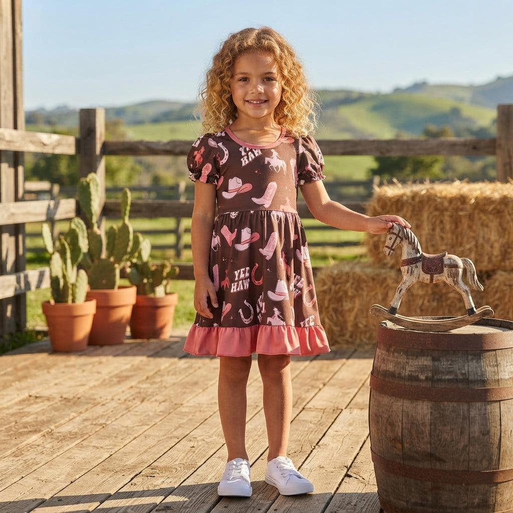 Horseshoes boots hat western girls dresses