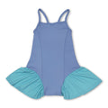 Straps light blue patchwork kids girls summer athletic dresses