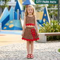 Sleeveless leopard red scallop girls summer active wear set