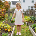 Short sleeves plaid pumpkin smocked girls fall dress