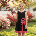 Sleeveless plaid scallop black kids girls athletic dresses