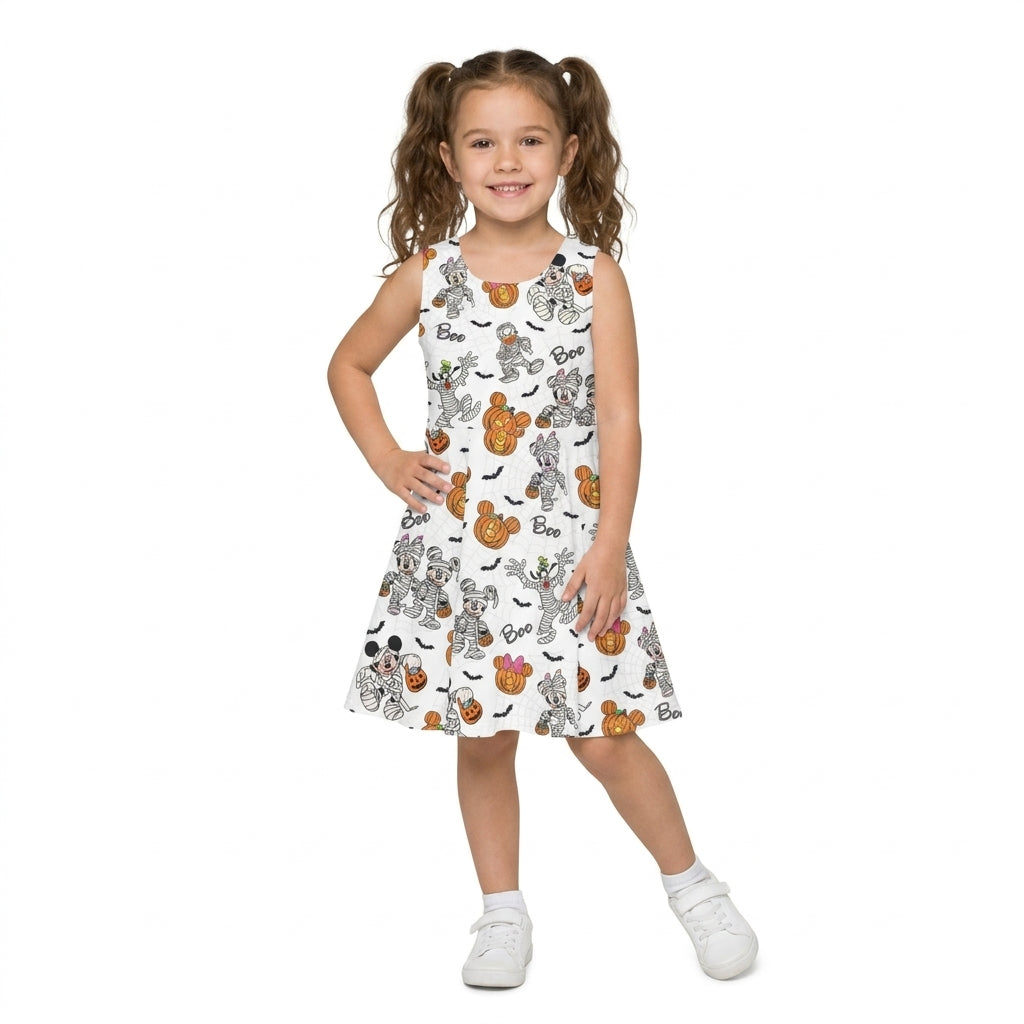 Sleeveless boo mouse pumpkin girls Halloween athletic dress