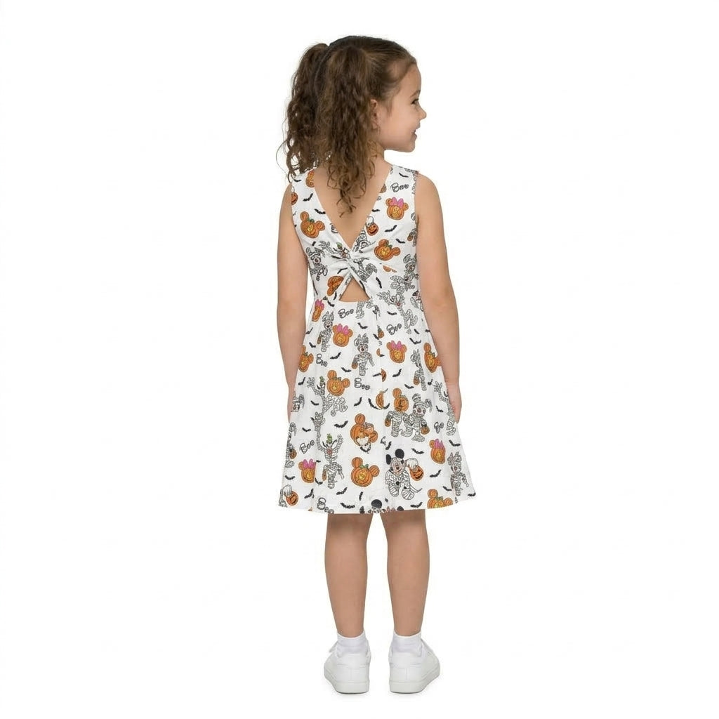 Sleeveless boo mouse pumpkin girls Halloween athletic dress