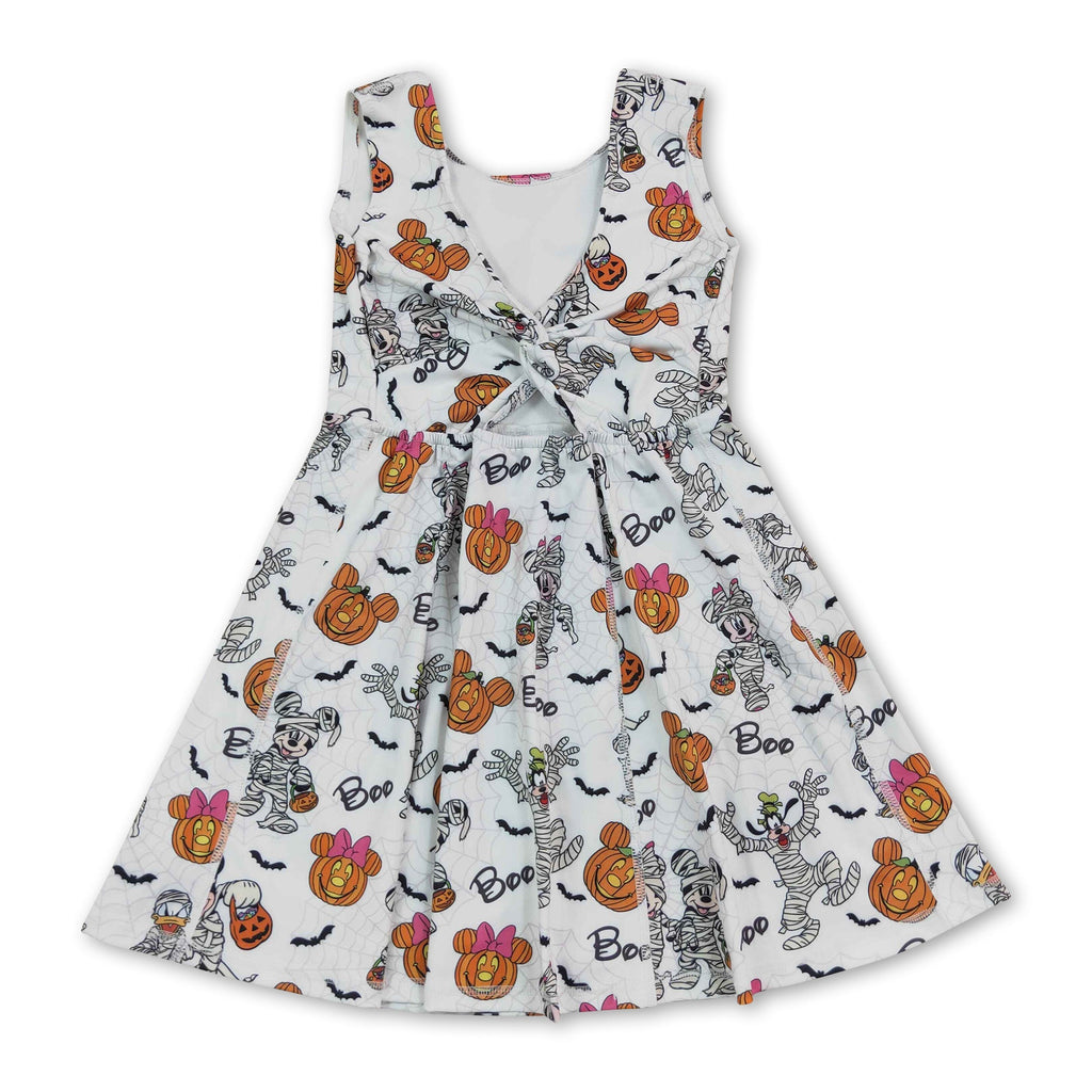 Sleeveless boo mouse pumpkin girls Halloween athletic dress
