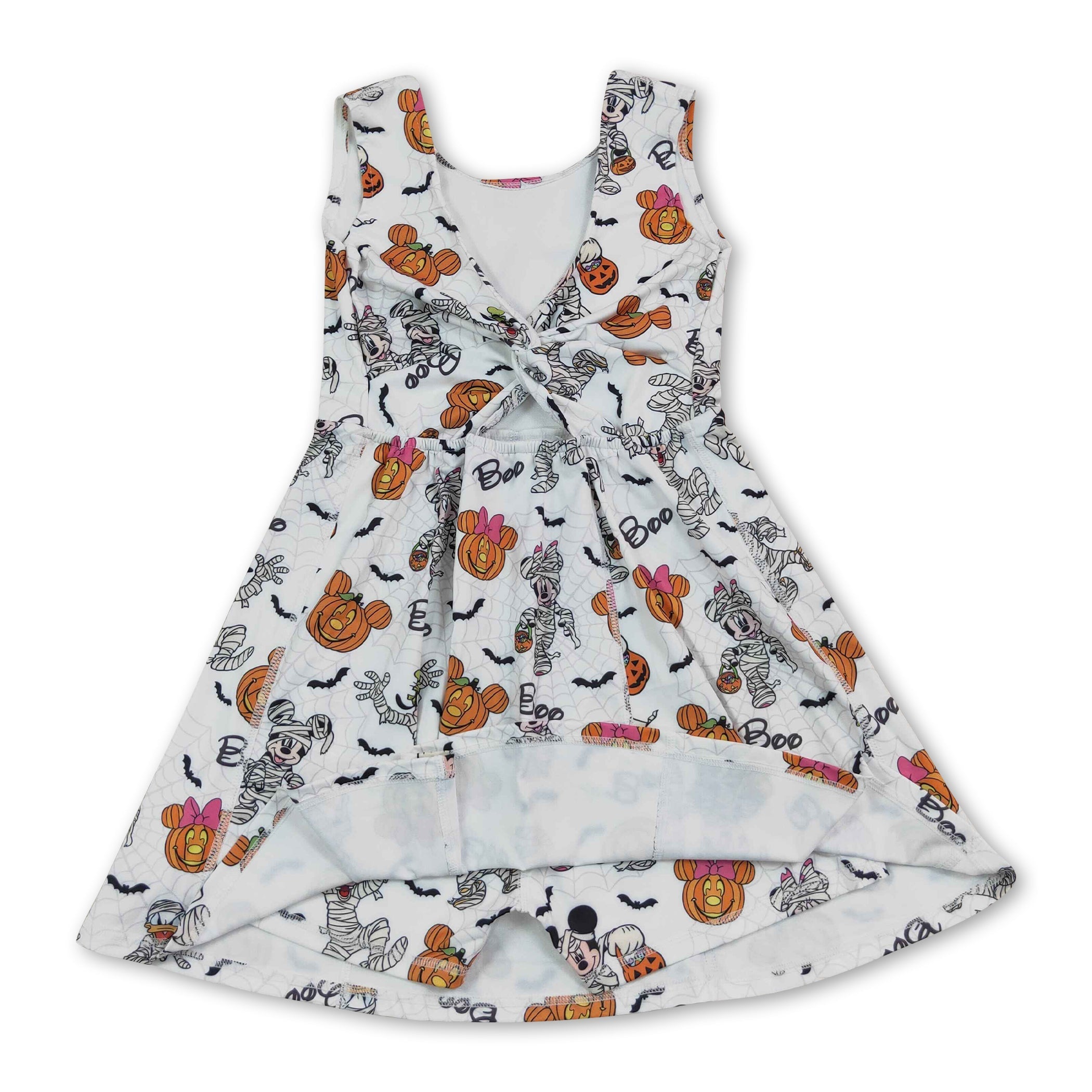 Sleeveless boo mouse pumpkin girls Halloween athletic dress