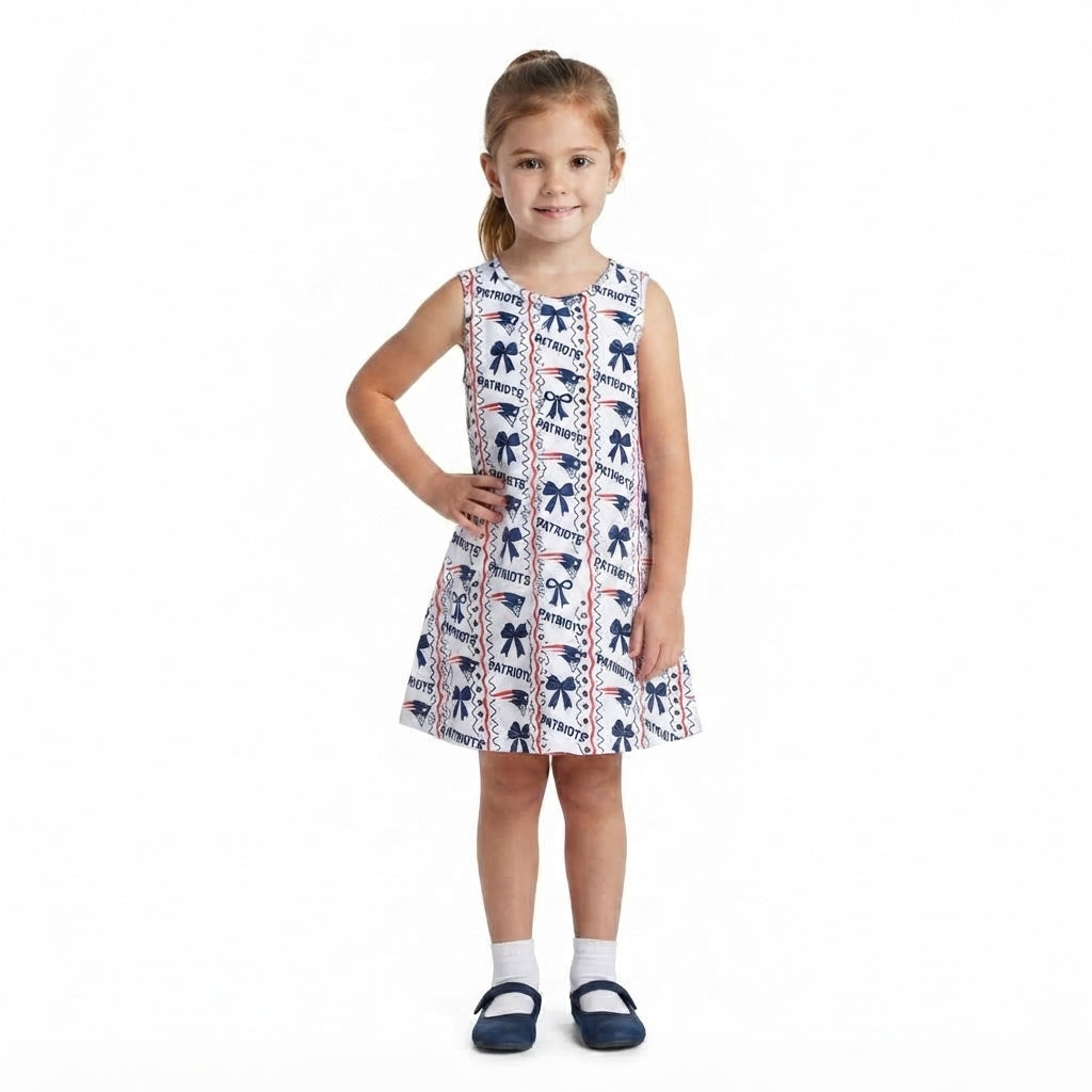 Sleeveless navy bow kids girls team summer dress