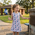 Sleeveless navy bow kids girls team summer dress