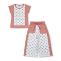 Short sleeves orange polka dots top pants girls outfits