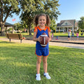 Sleeveless orange bow blue top shorts girls team set
