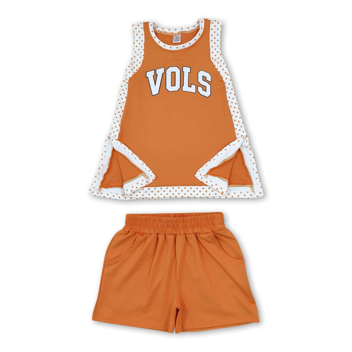 Orange polka dots tunic T shorts kids girls team active wear