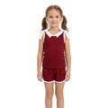 Sleeveless white bow maroon top shorts girls team set