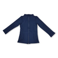 Long sleeves navy pocket zipper kids girls yoga top