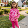 Long sleeves pink camo pocket kids girls hoodie