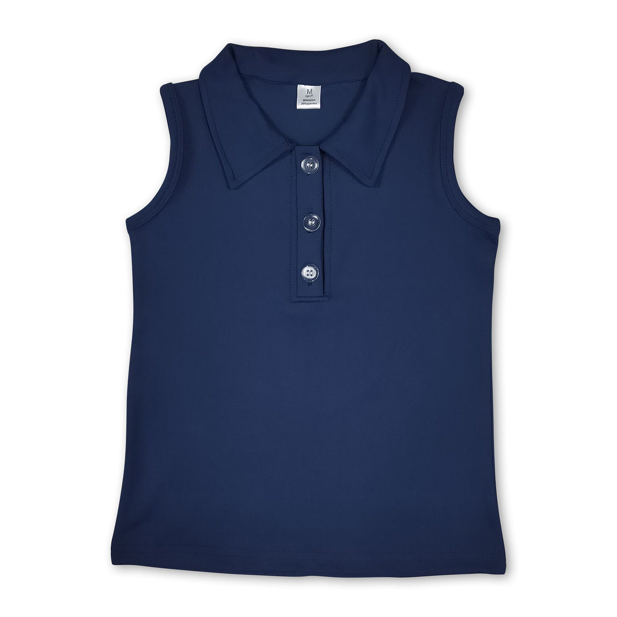 Navy sleeveless kids girls activewear polo shirt