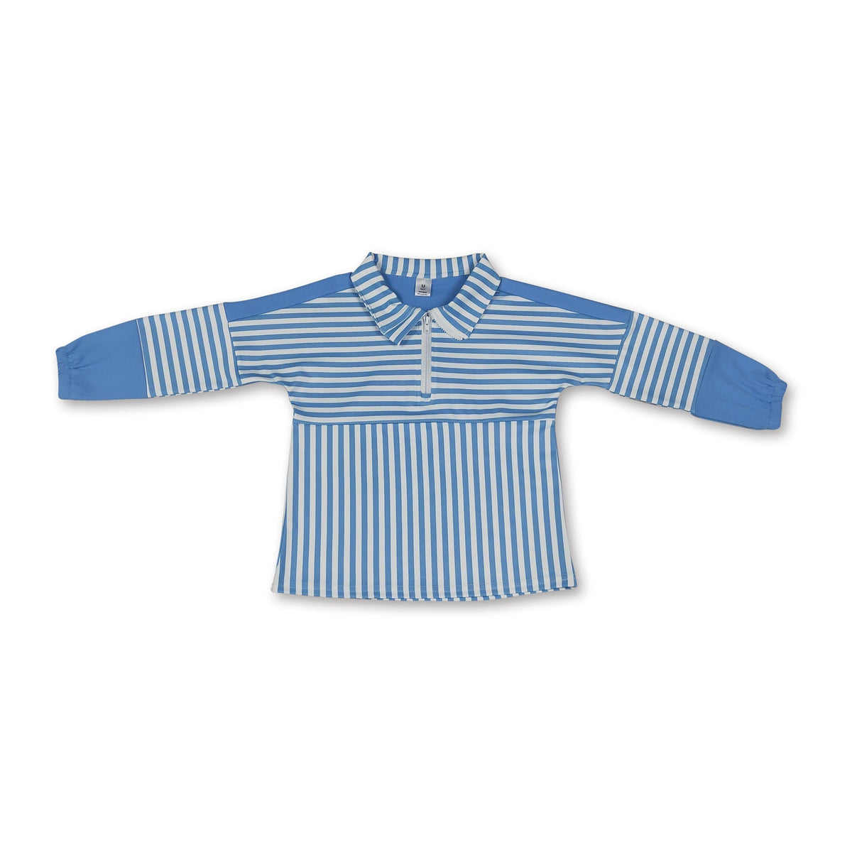 Long sleeves light blue stripe zipper kids girls yoga pullover