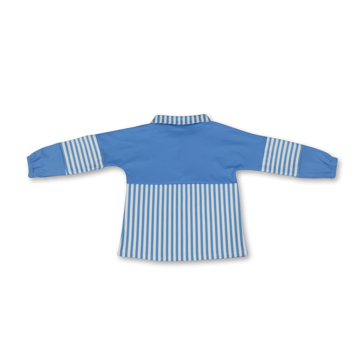 Long sleeves light blue stripe zipper kids girls yoga pullover