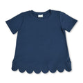 Short sleeves navy cotton scallop kids girls top