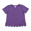 Short sleeves purple cotton scallop kids girls top