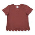 Short sleeves cotton scallop toddler girls top