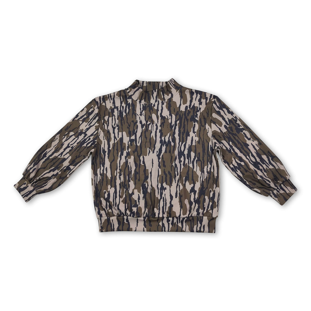 Long sleeves olive camo kids girls active top