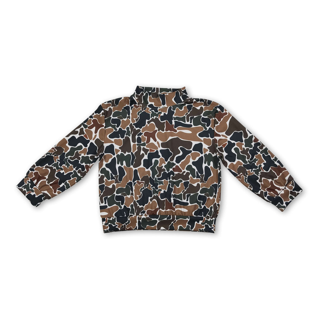 Long sleeves brown camo kids girls active top