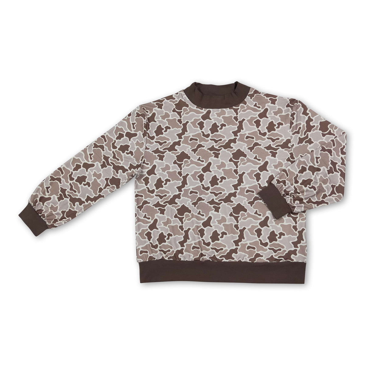 Long sleeves khaki camo adult women active top