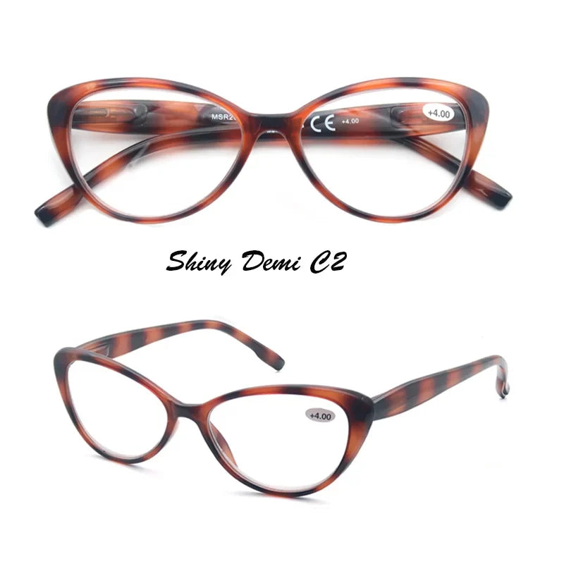 Reading Glasses Women Cat Eye Ladies Readers Lightweight Unbreakable Presbyopic Eyeglasses with Spring Hinge Glasses Reading