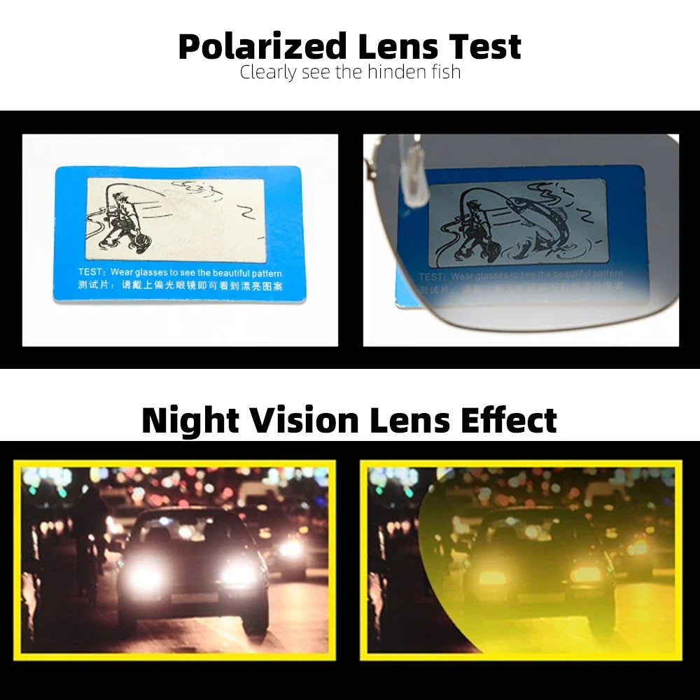 VIVIBEE Mens Metal Clip on Sunglasses Polarized Eyeglasses UV400 Women Square Night Vision Driving Sun Glasses