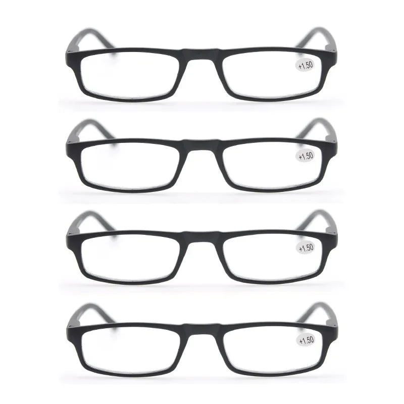 4 Paires Reading Glasses for Men Women Narrow Square Frame Readers Eyeglasses Spring Hinge with Diopter