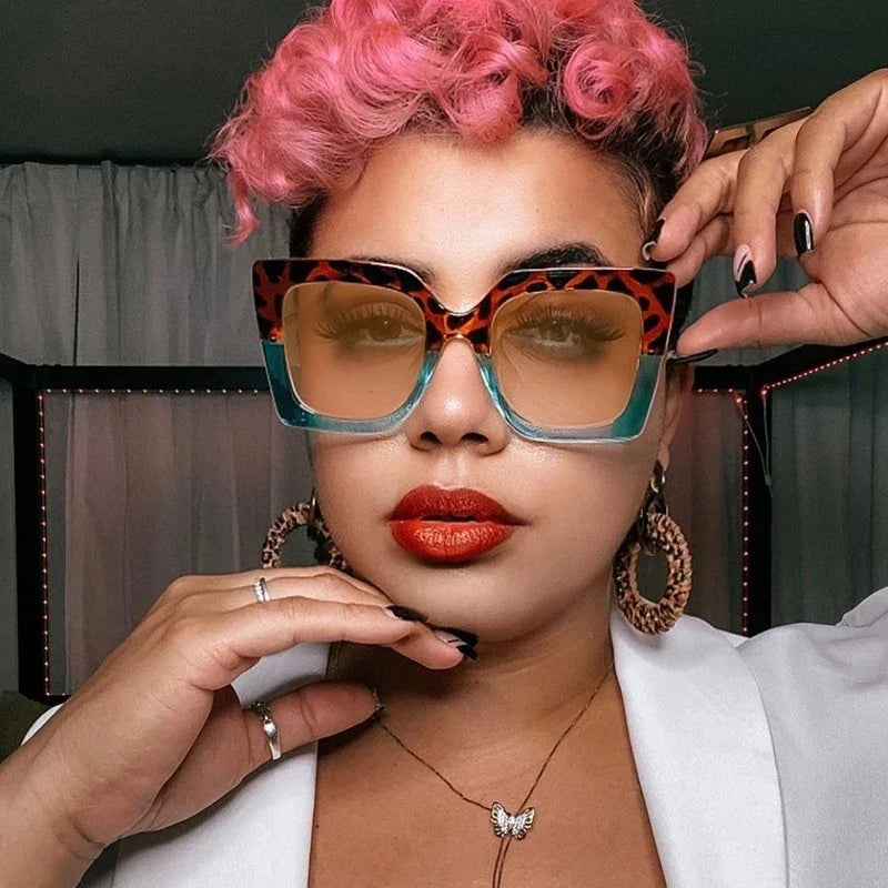 Vintage Square Women Sunglasses New Fashion Oversized Pearl Cat Eye Big Alloy Sun Glasses Female Elegant Eyewear Shades Lady