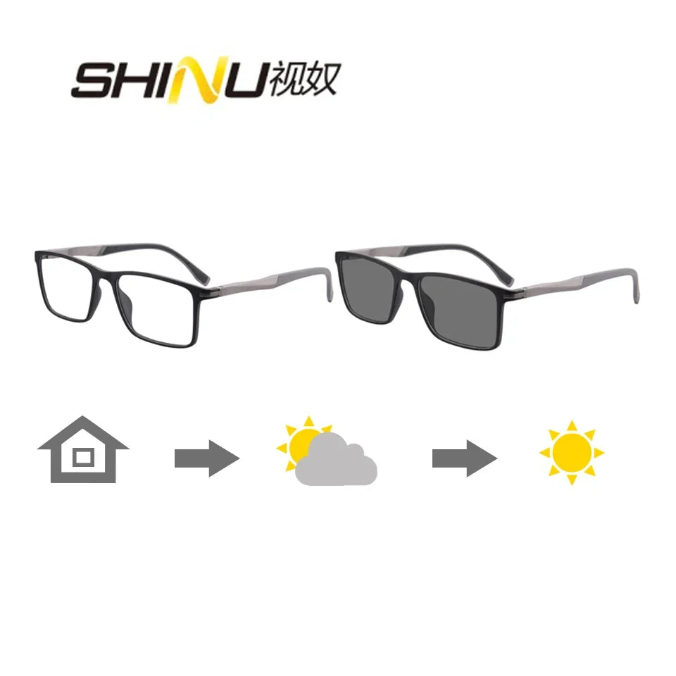 Photochromic Bifocal Reading Glasses Men See Near Reader See Far Gray Sunglasses Men Presbyopia  Can Custom With Cylinder Degree