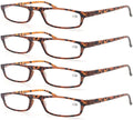 4 Paires Reading Glasses for Men Women Narrow Square Frame Readers Eyeglasses Spring Hinge with Diopter