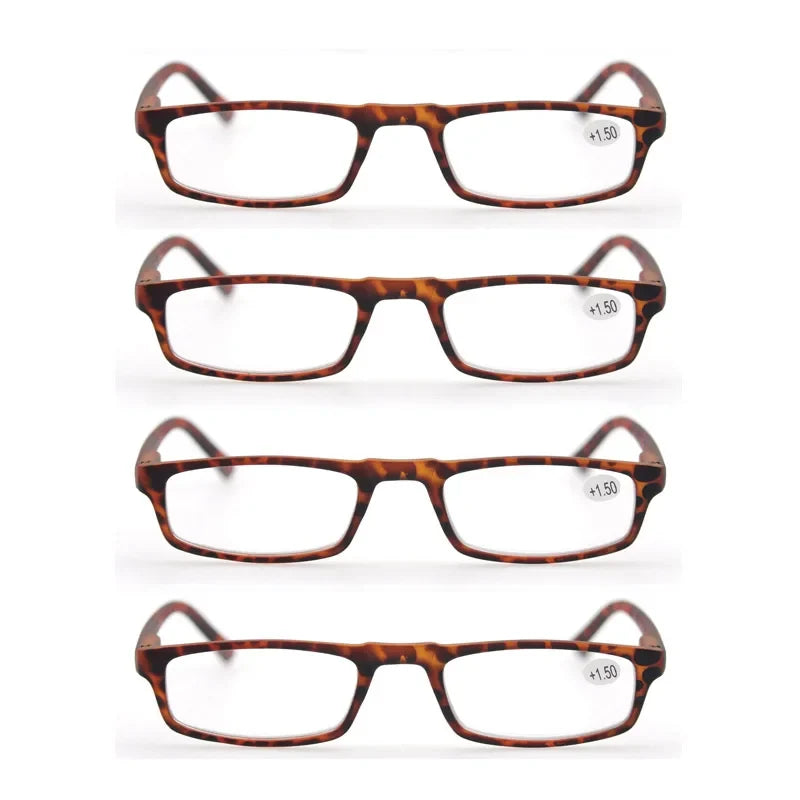 4 Paires Reading Glasses for Men Women Narrow Square Frame Readers Eyeglasses Spring Hinge with Diopter