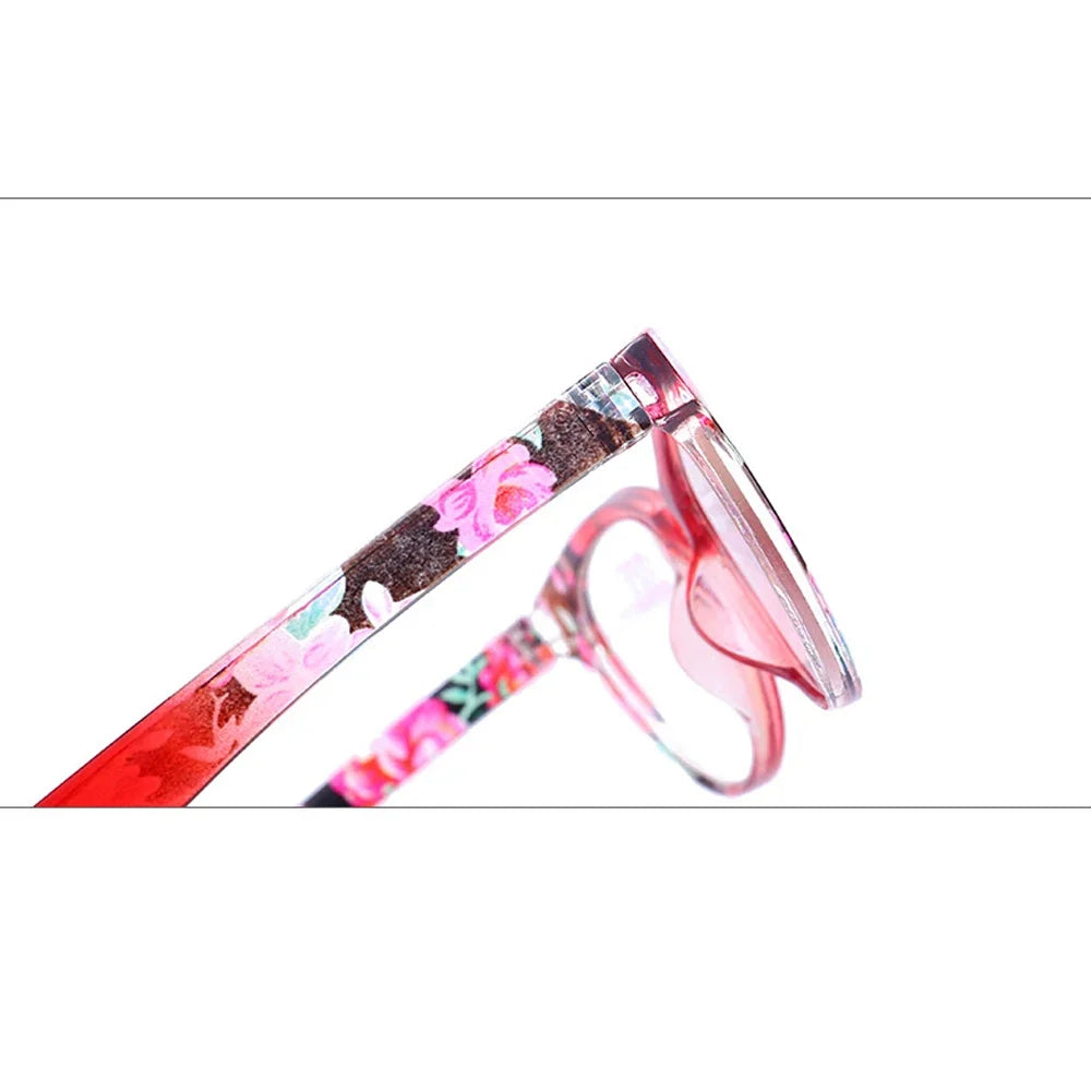 New Reading Glasses Women Flower Leg Cat Eye Frame Presbyopic Glasses PC Red  Fast Sight Eyewear Fast Shipping