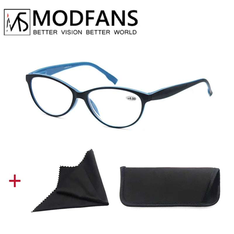 Women Reading Sun Glasses Oval Cat-Eye Classic Frame Sunglasses Readers Eyeglasses Spring Hinge Lightweight Wear with Diopter