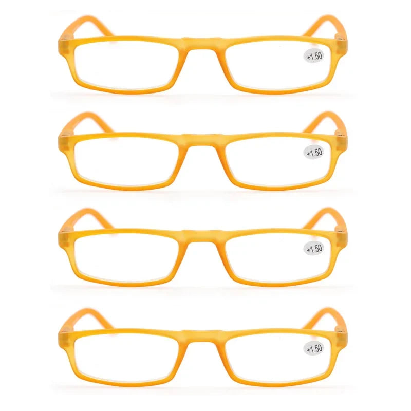4 Paires Reading Glasses for Men Women Narrow Square Frame Readers Eyeglasses Spring Hinge with Diopter