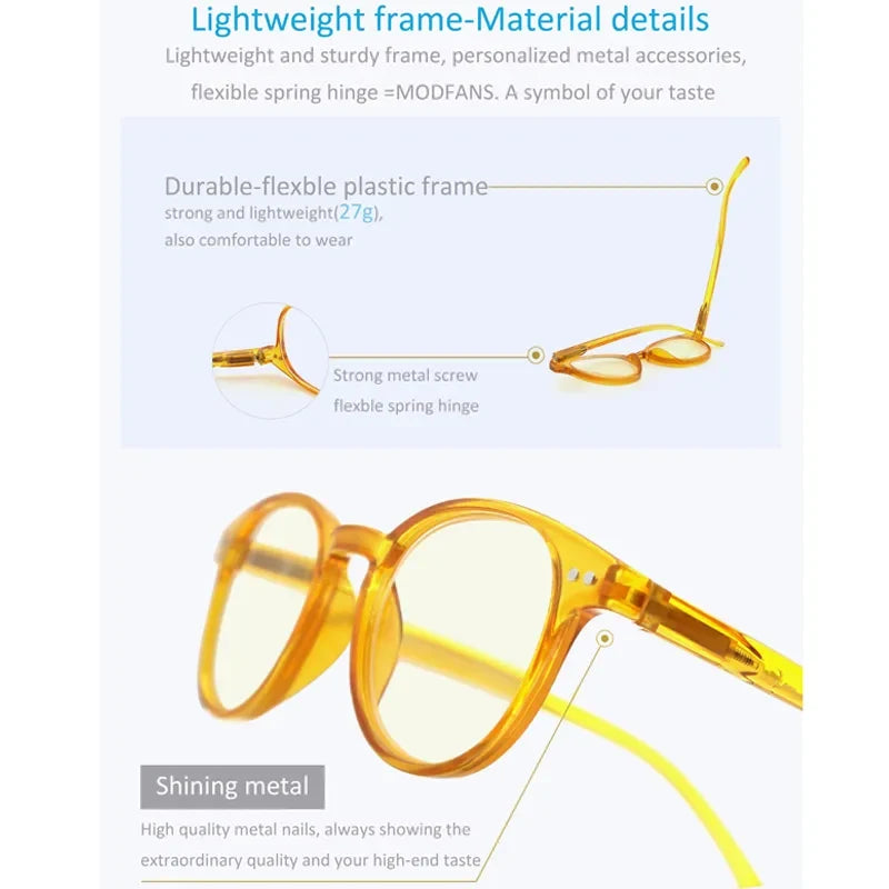 Anti Blue Light Blocking Reading Glasses Women Men Round Vintage Computer Readers Presbyopic Glasses Maginfication +1.0 to +4.0