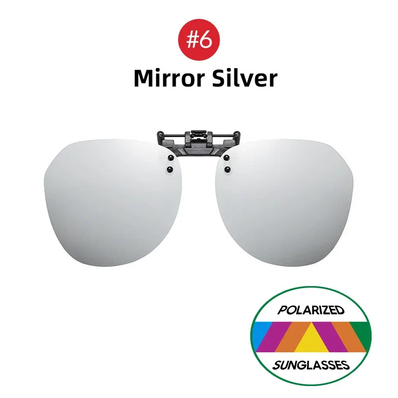 VIVIBEE Big Size Flip Up Clip on Sunglasses Polarized Gradient Grey Lens Oversized Driving UV400  Fishing Accessory
