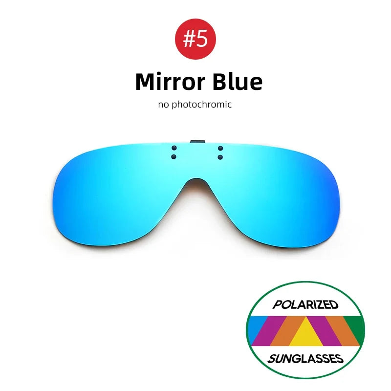 VIVIBEE Polarized Flip Up Clip On Sunglasses for Glasses Men Oversized Driving UV400 Mirror Red Fishing Night Vision Eyeglasses