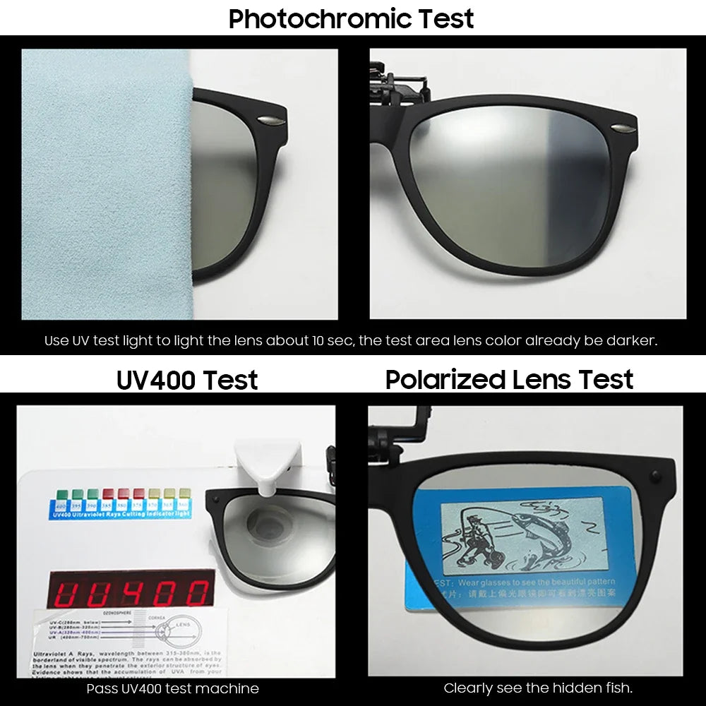 VIVIBEE Men Photochromic Polarized Lens Flip Up Clip on Sunglasses Women Driving Sun Glasses with Clips 2026 Trending Product
