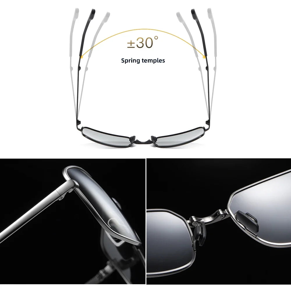 VIVIBEE Men Folding Photochromic Sunglasses with Polarized Lens Rectangle Metal Summer Male Shades 2026 Trending Products