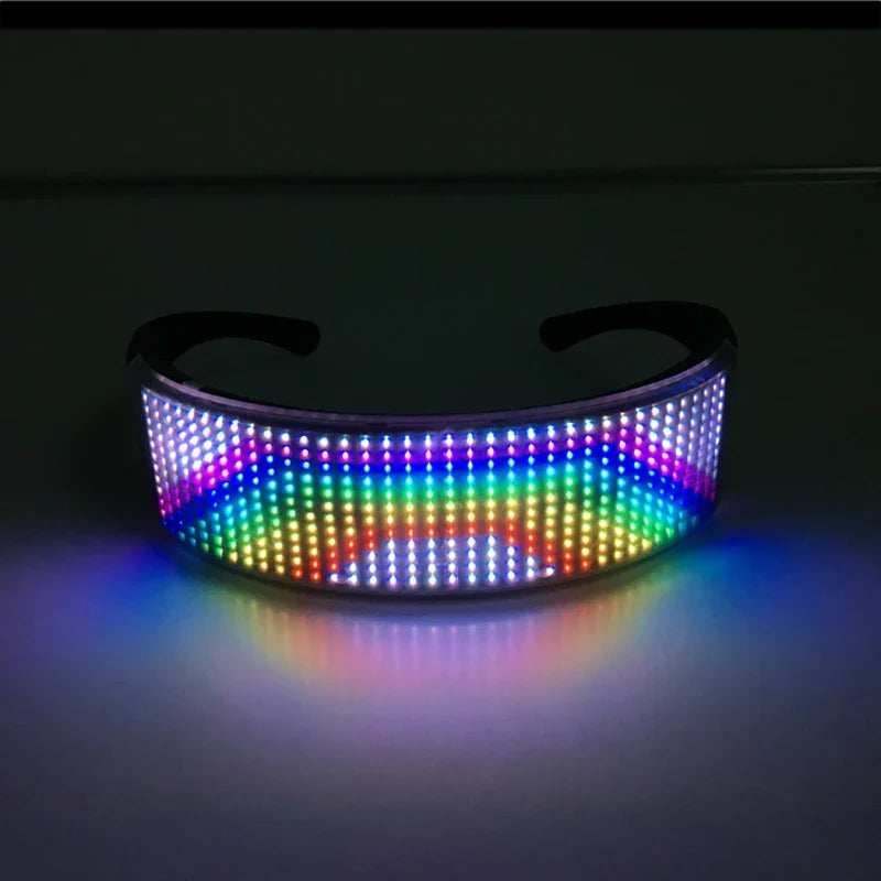 App Control Bluetooth Led Party Glasses Customized Languages USB Charge Flashing  Luminous Eyewear Christmas Concert Sunglasses