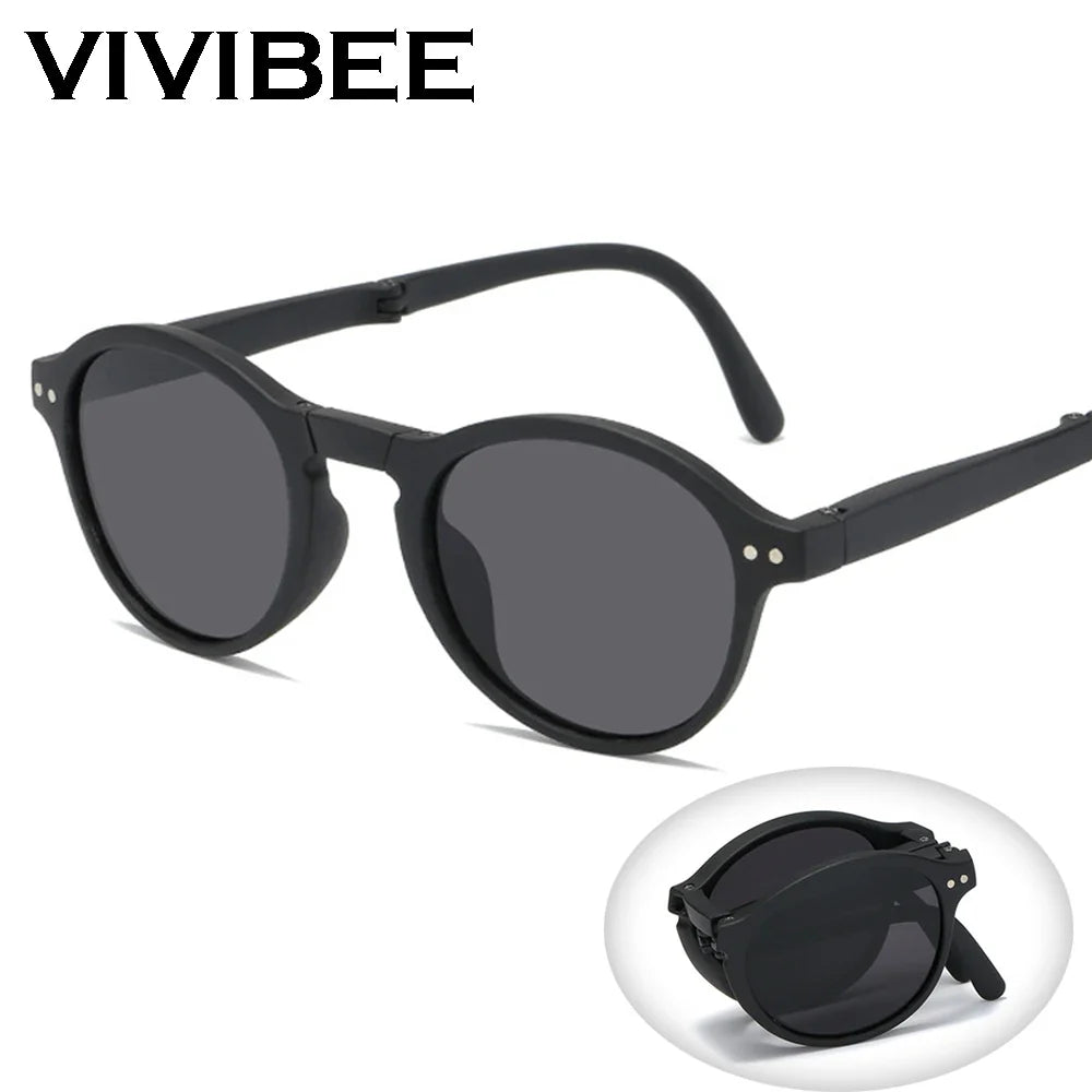 VIVIBEE Women Square Folding Sunglasses 2026 Trending Product Black UV400 Spring Hinge Eyewear Men Retro Mirror Red Sun Glasses
