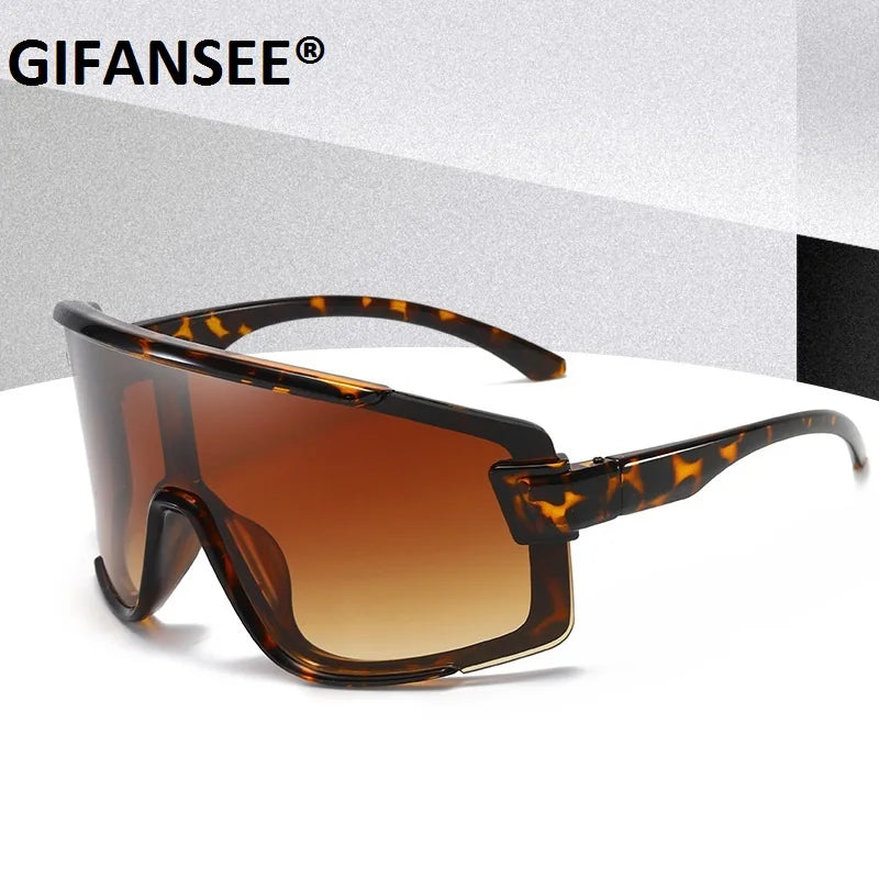 Shield Visor Mask Sunglasses Women Men Oversized Windproof Glasses One Peice Big Frame Goggles Shades Sport UV400 Gafas