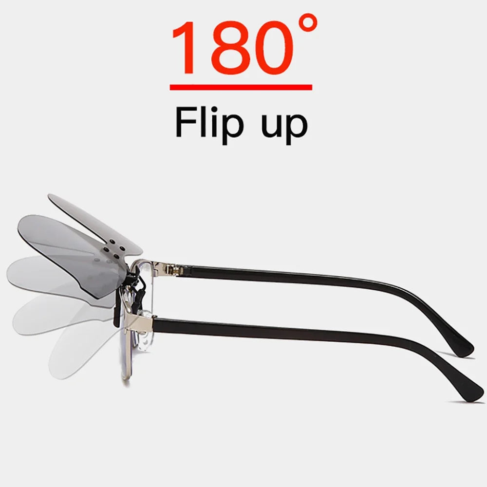 VIVIBEE Square Mirror Men's Clip on Polarized Night Driving Glasses Yellow UV400 Women Sunglasses Fishing Clips
