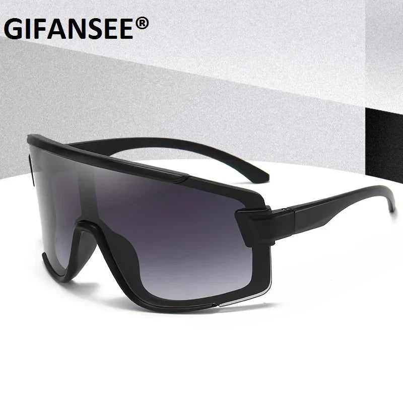 Shield Visor Mask Sunglasses Women Men Oversized Windproof Glasses One Peice Big Frame Goggles Shades Sport UV400 Gafas