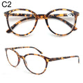 Round Reading Glasses Women Readers Eyeglasses Classic Frame Flexble Plastic Spring Hinge Lightweight Wear with Diopter +1.0~4.0