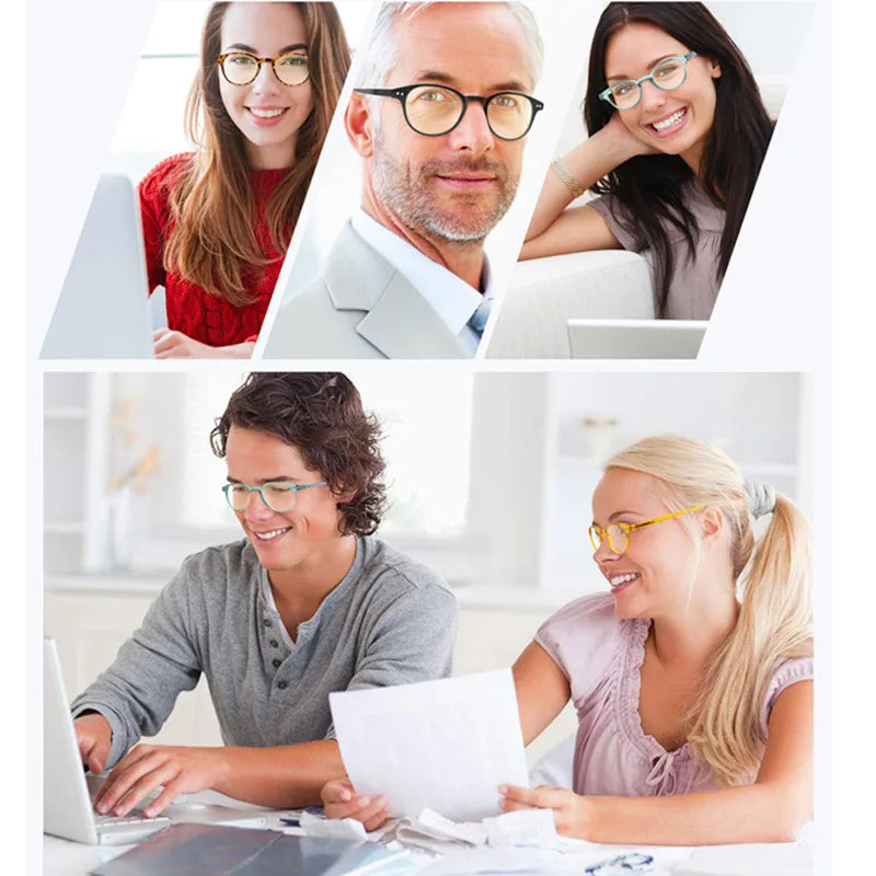 Anti Blue Light Blocking Reading Glasses Women Men Round Vintage Computer Readers Presbyopic Glasses Maginfication +1.0 to +4.0