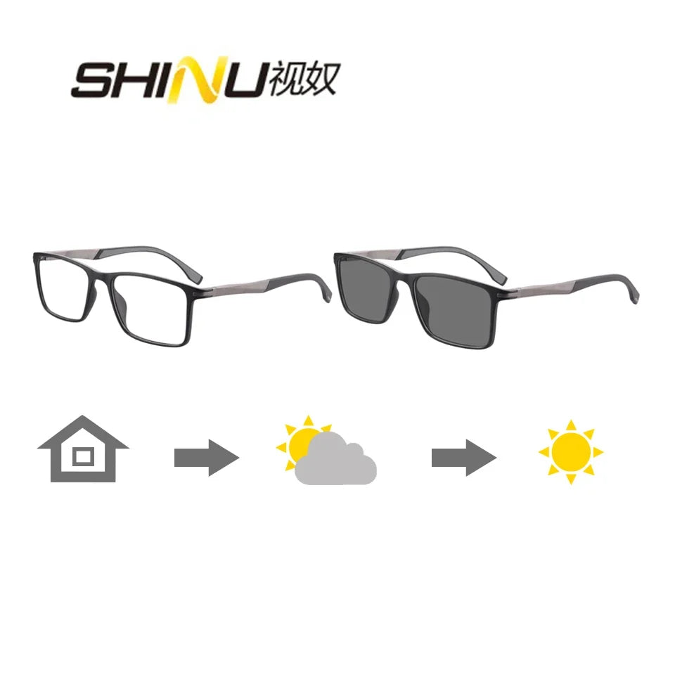 Photochromic Bifocal Reading Glasses Men See Near Reader See Far Gray Sunglasses Men Presbyopia  Can Custom With Cylinder Degree