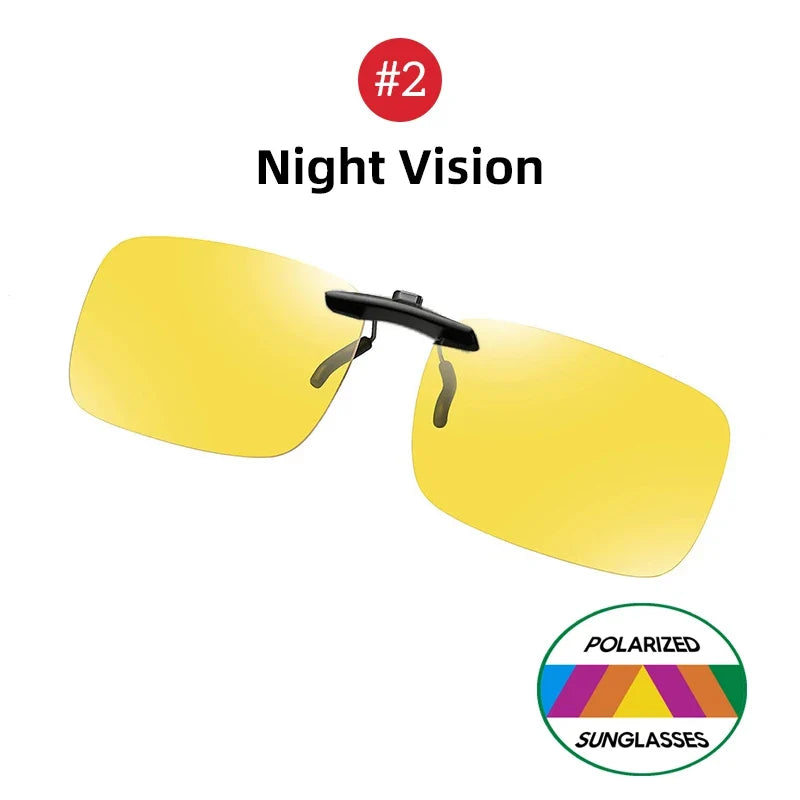 VIVIBEE Mens Fishing Clip On Sunglasses Mirror Blue Eyeglasses Polarized UV400 Women Square Night Vision Driving Sun Glasses
